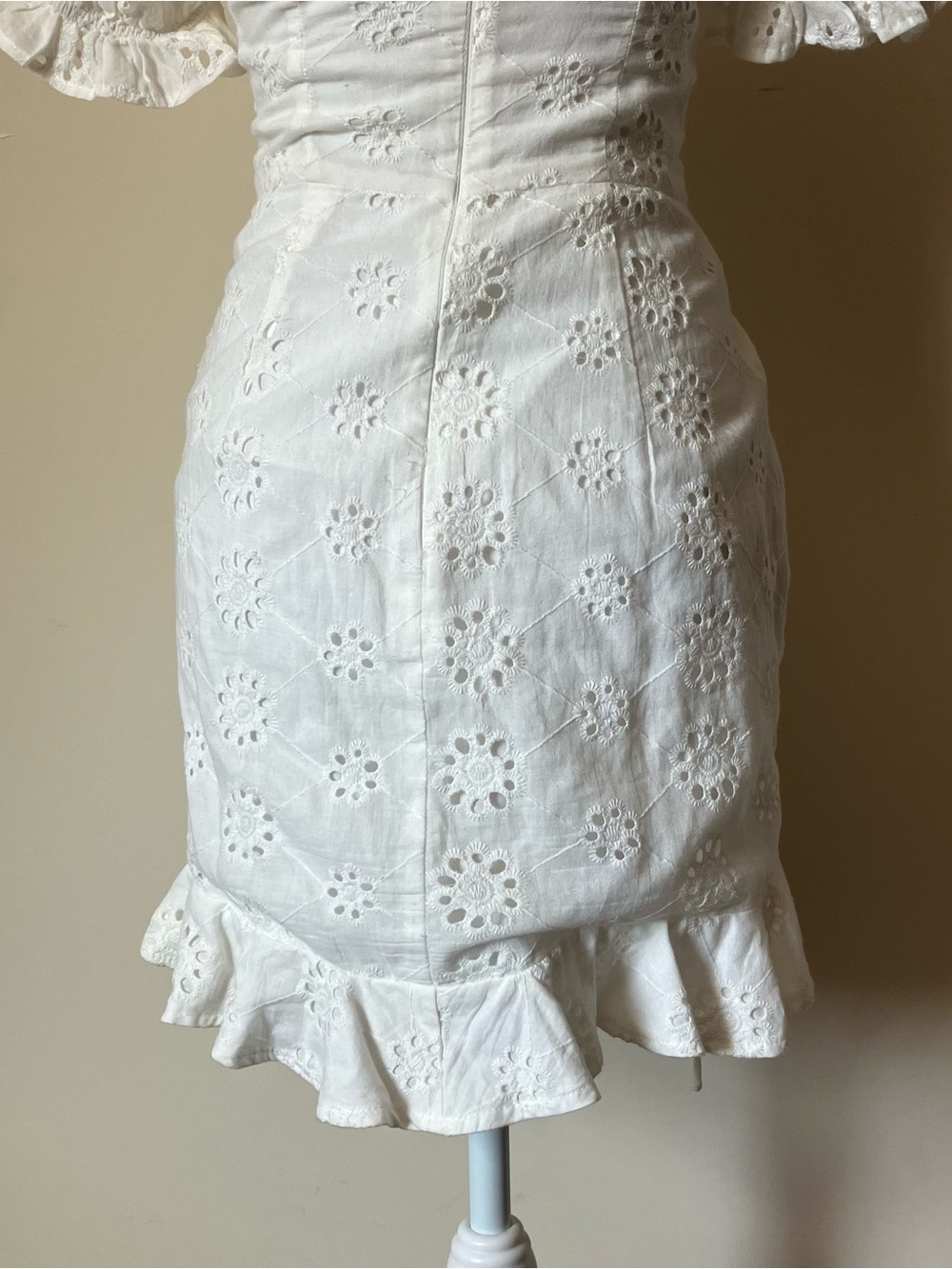 Saints + Secrets White Eyelet Ruched Corset Mini Cottagecore Boho Dress Small - Picture 10 of 10